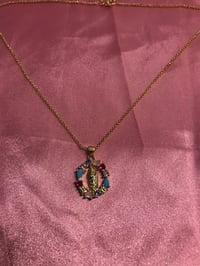 Colorful Virgin Mary necklace 