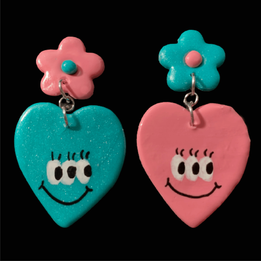 Image of Rose & Teal Daisy Hearts