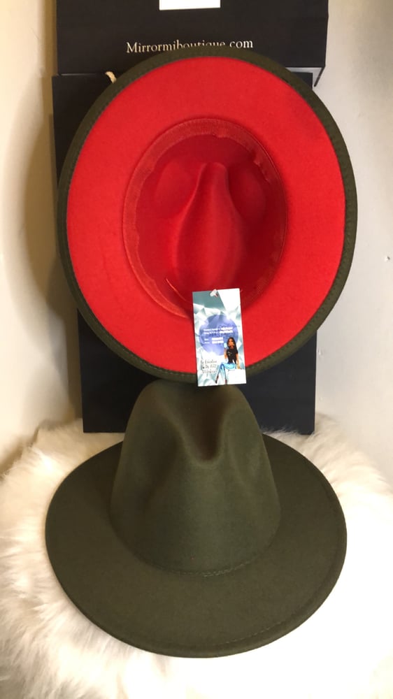 Image of Dirty Diana Fedora in Olive with Red bottom