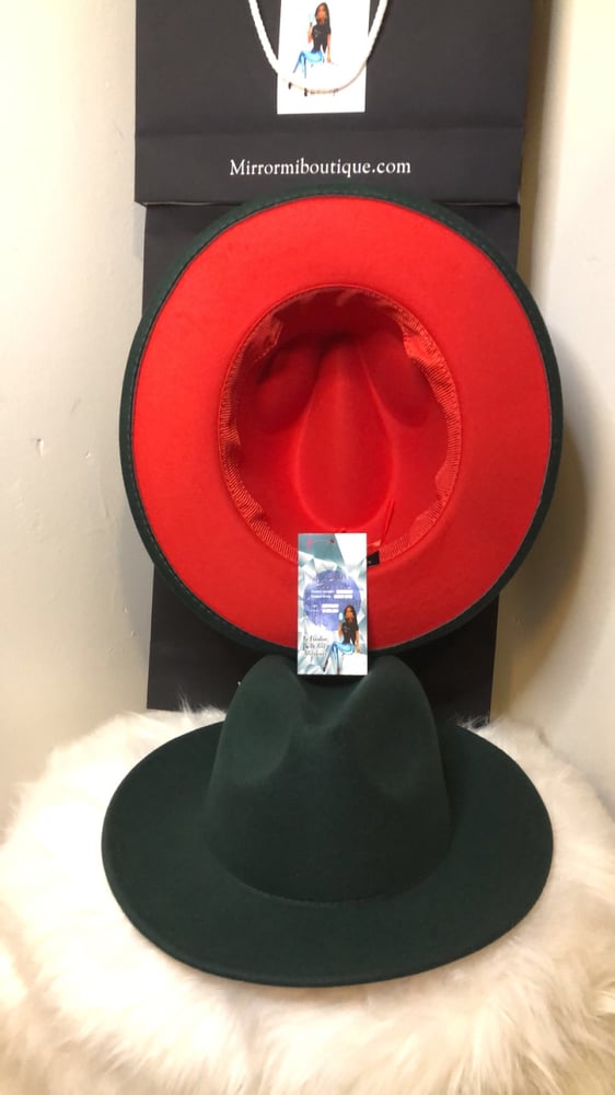 Image of Dirty Diana Fedora in Royal Hunter Green with Red bottom 