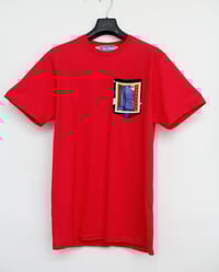 Image 1 of Red Stamp Print Pocket Tee Shirt