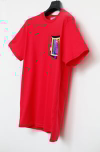 Image 3 of Red Stamp Print Pocket Tee Shirt