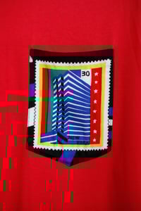 Image 2 of Red Stamp Print Pocket Tee Shirt