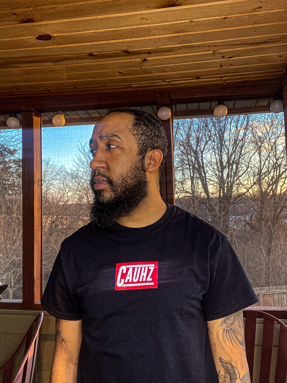 Cauhz™️ OG Red Box Logo Black Tee