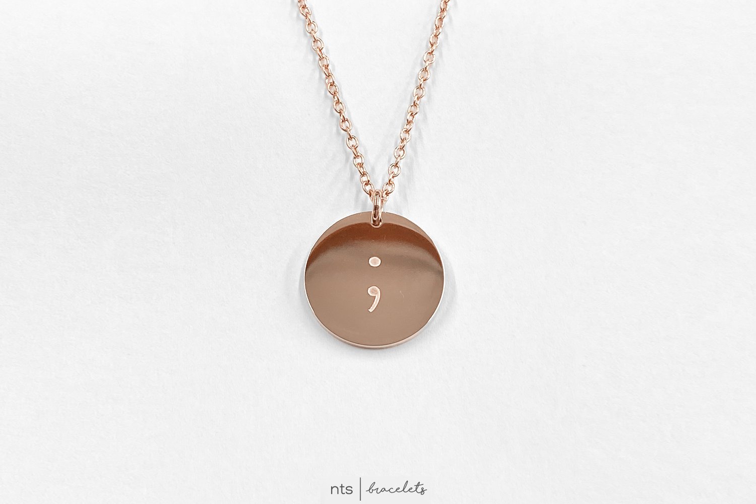 Image of SEMI COLON NECKLACE (Mental Health Inspired + Rose Gold)