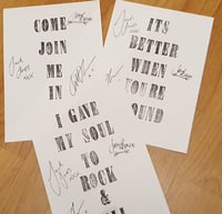 Image 3 of Signed TRAMPOLENE A5 lyric quotes