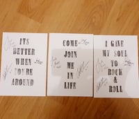 Image 4 of Signed TRAMPOLENE A5 lyric quotes