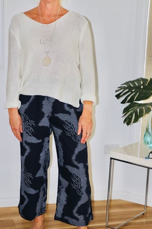 Image of  Anne Pants Navy tree Linen/Cotton 