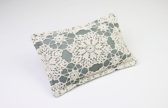 Image of Vintage Lace & Sage Linen Newborn Posing Pillow - b