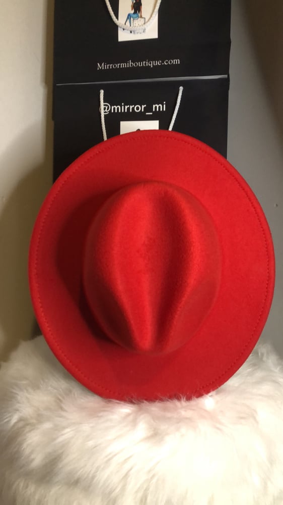 Image of Dirty Diana Fedora in Red with Olive bottom