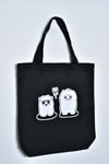 Tote Bags - Black with White Print