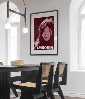 Image of Vintage poster Cambodia - Young Girl - Portrait - Fine Art Print 