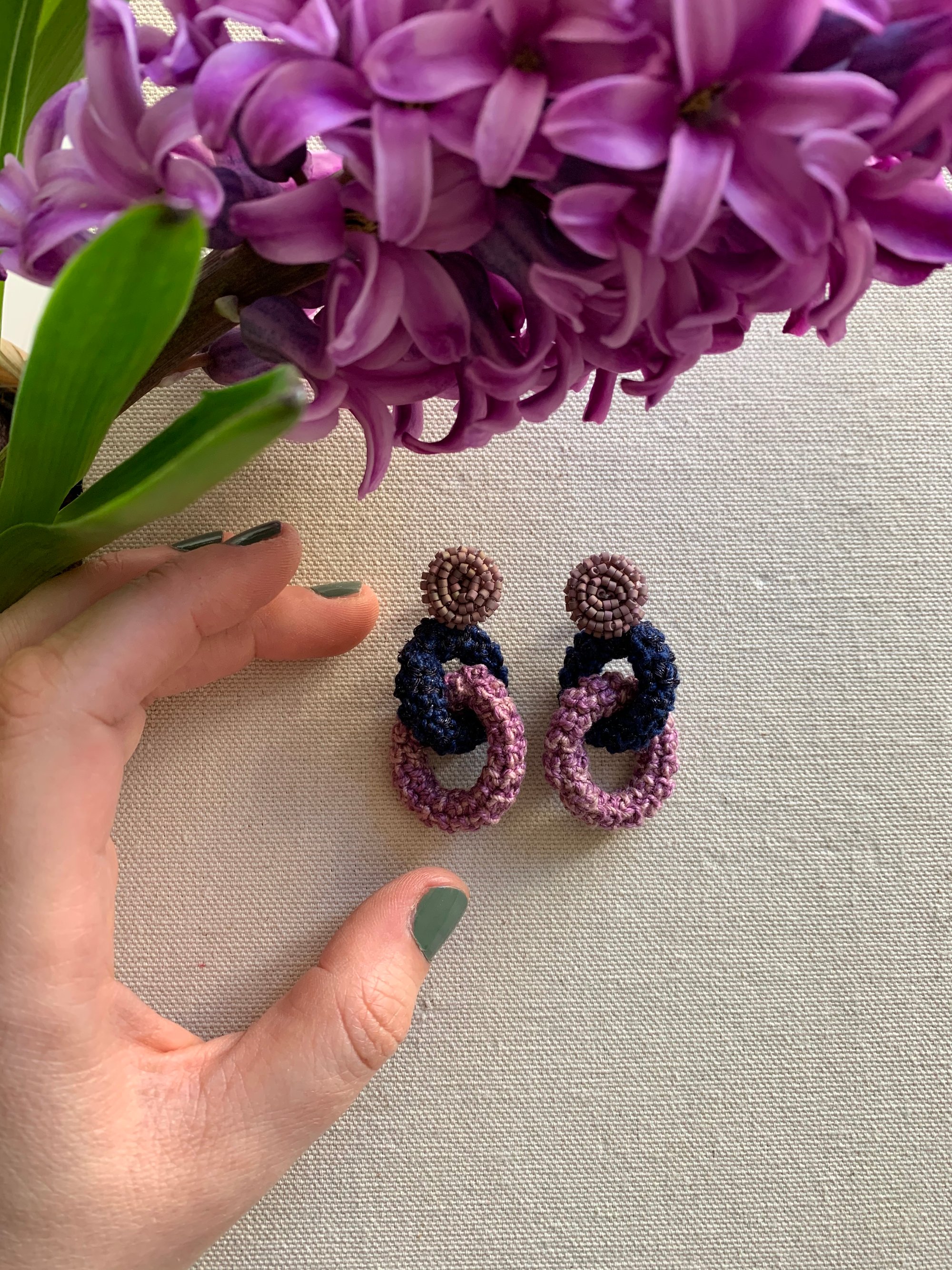 Image of Purple Blue Bonded Together earrings