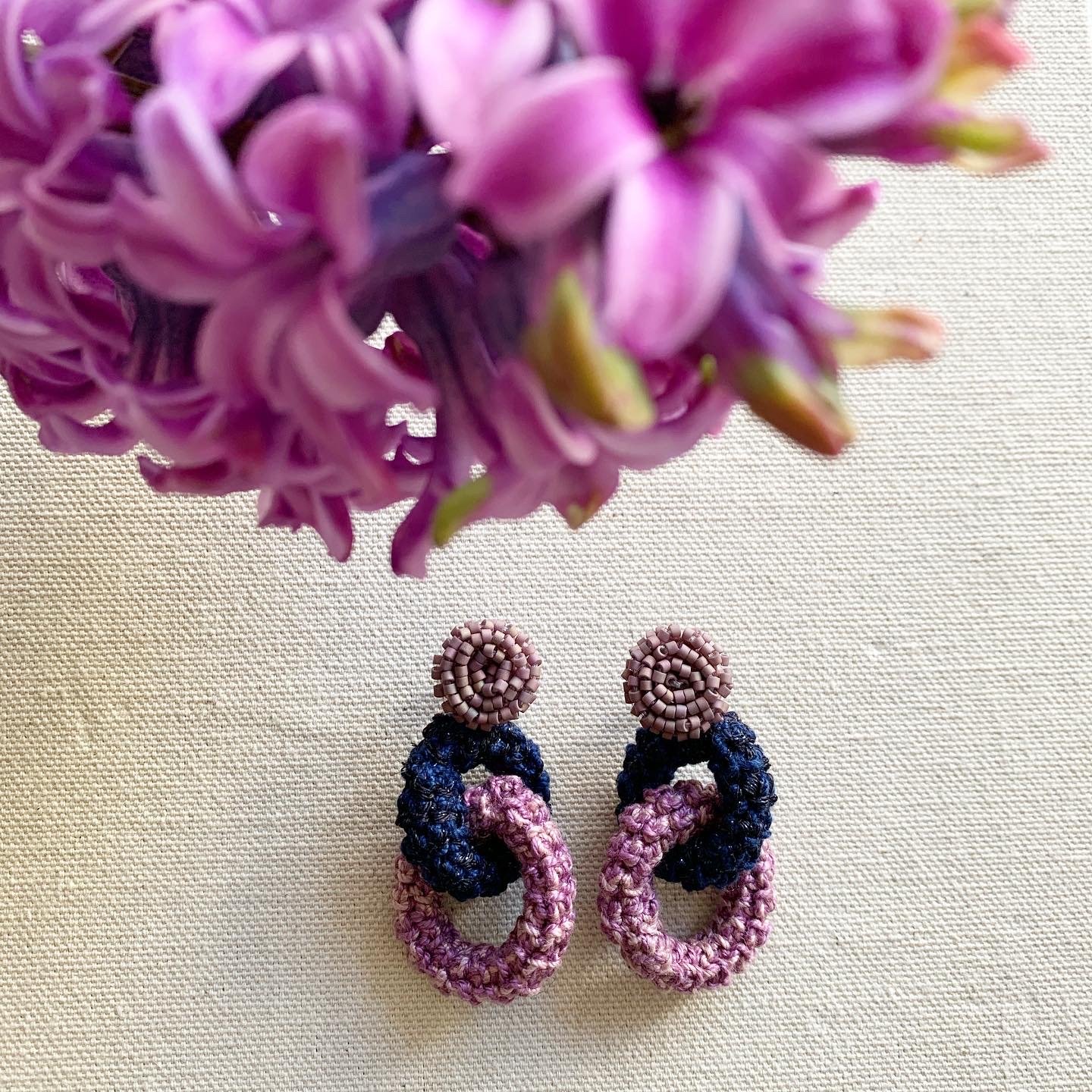 Image of Purple Blue Bonded Together earrings