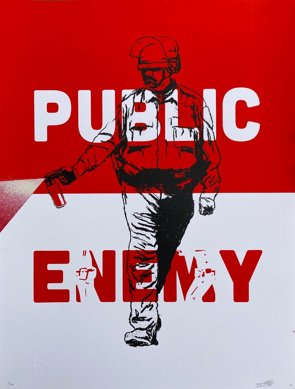 Image of *PUBLIC ENEMY* ACLU Hand-finished Print - featuring The Free Radicals