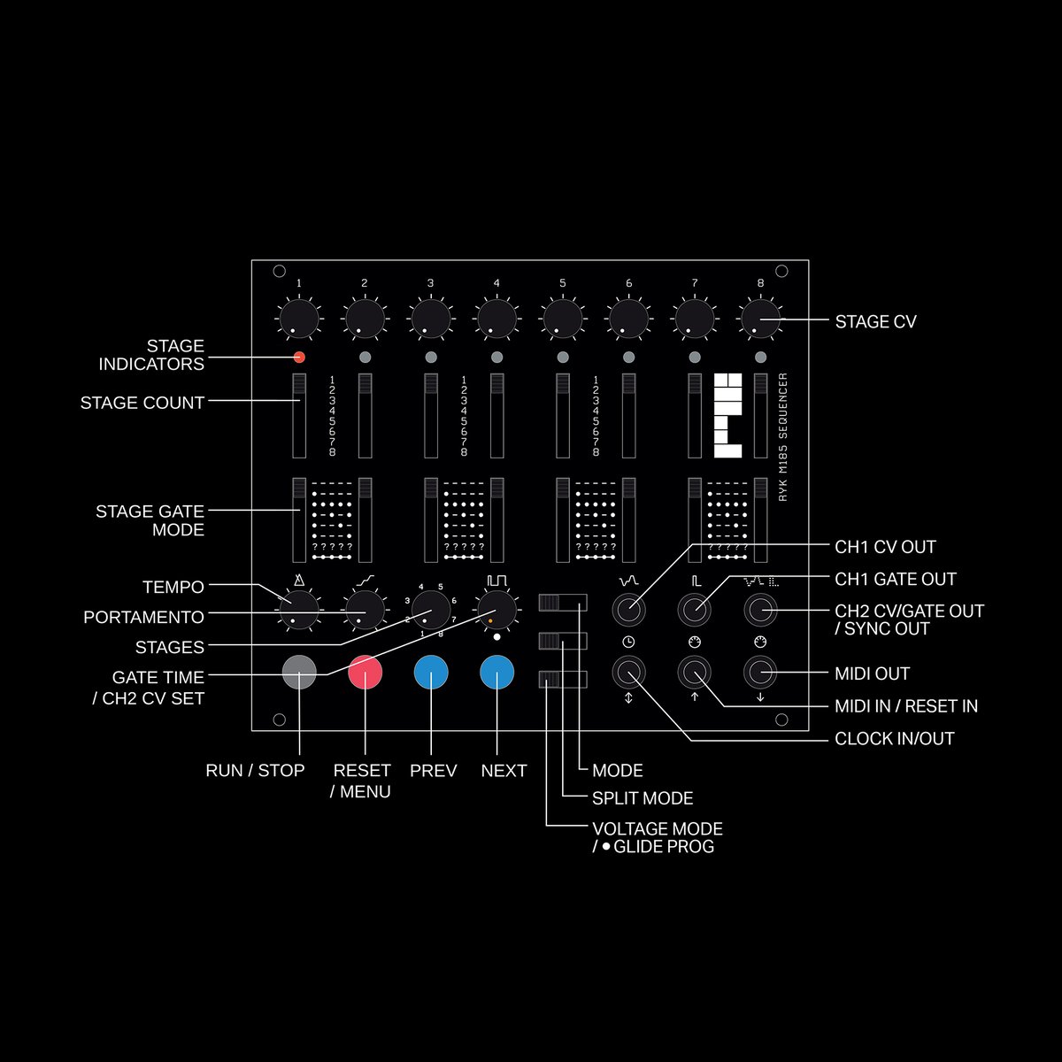 M185 Sequencer Eurorack Full Kit (Through Hole) | RYK Modular