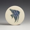 One Angelfish in blues ceramic wall hanging 