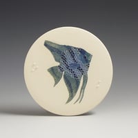 Image 1 of One Angelfish in blues ceramic wall hanging 