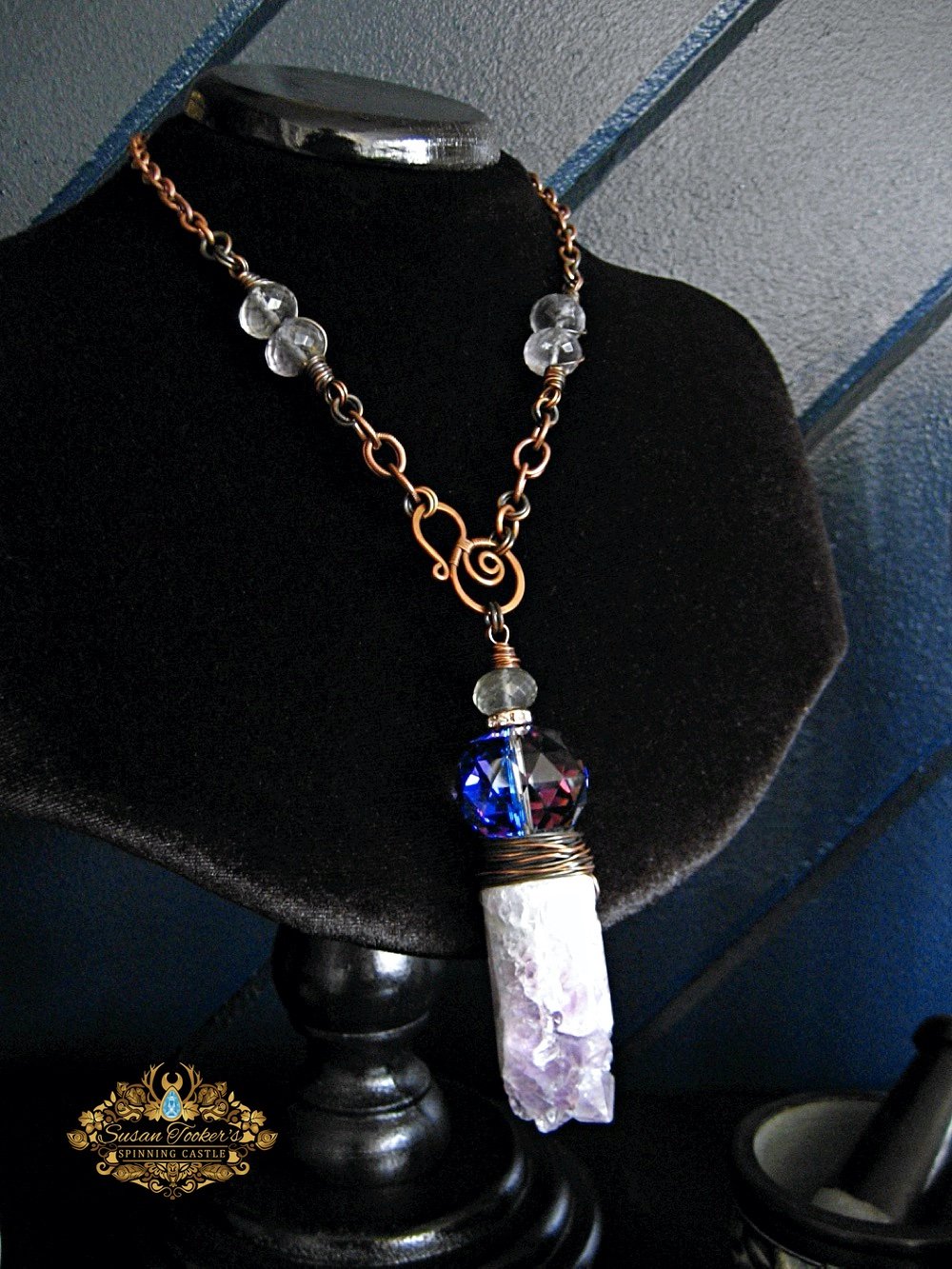 Image of ORACLE - Amethyst Druzy Quartz Crystal Geode Pendant Statement Necklace Witchy Jewelry