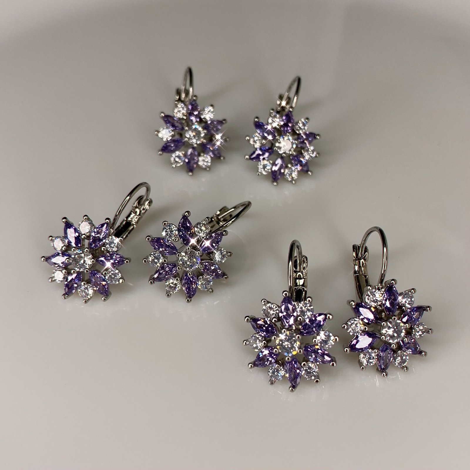 Pandora Silver Purple Amethyst Swirl Compose Earrings #290637AM Authentic  Ale | eBay