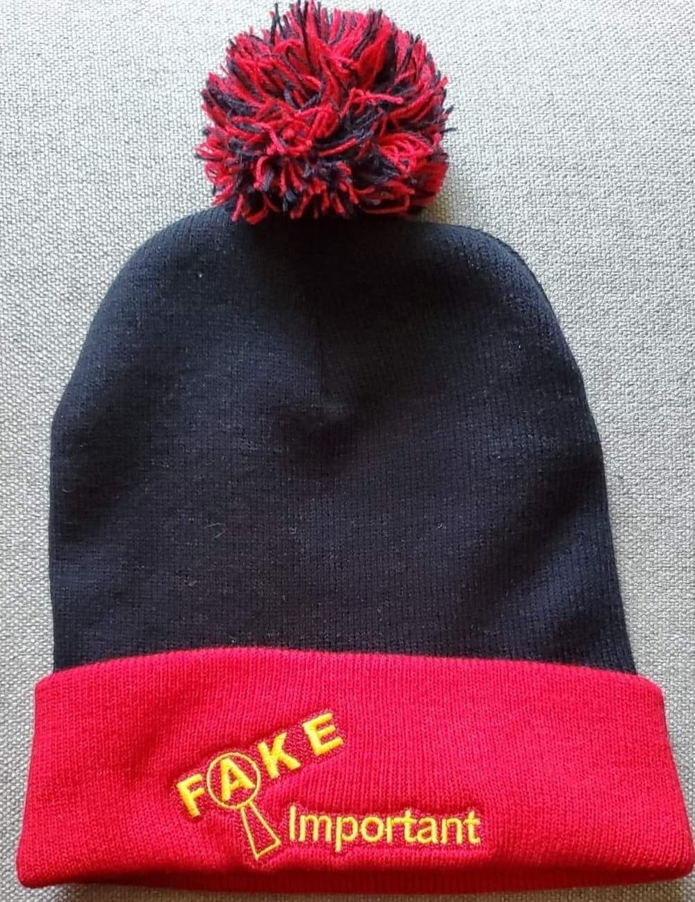 Image of Fake Important Black & Red Beanie