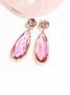 Pink Tourmaline and Amethyst Statement Earrings 