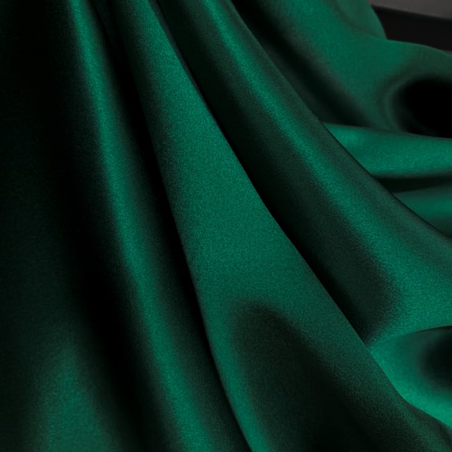 Dark Olive Green 100 % Charmeuse Pure Mulberry Silk Fabric by the