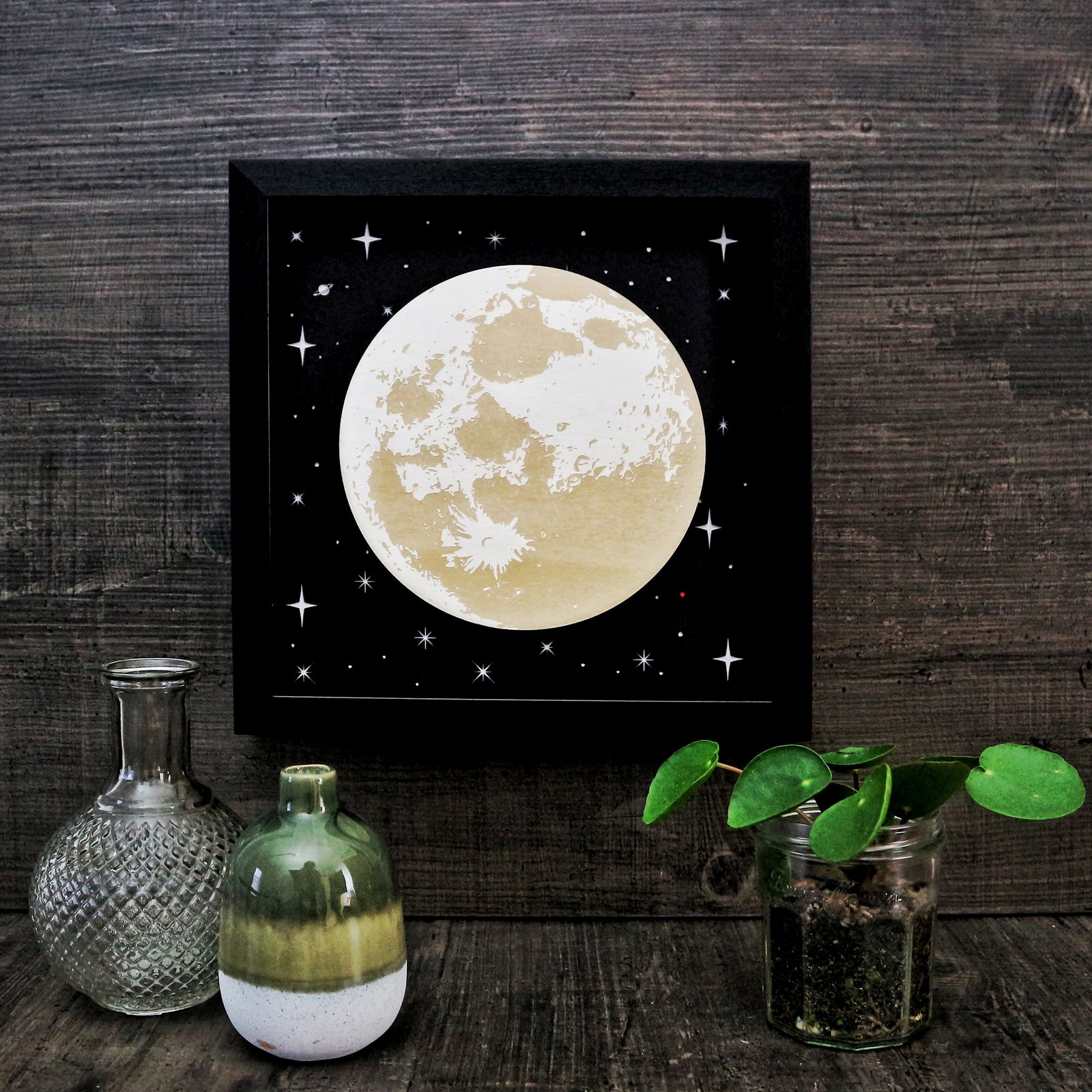 moon with picture engraved