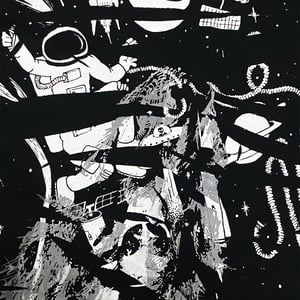 Space Station  "Party Print"  B/W  Small  004