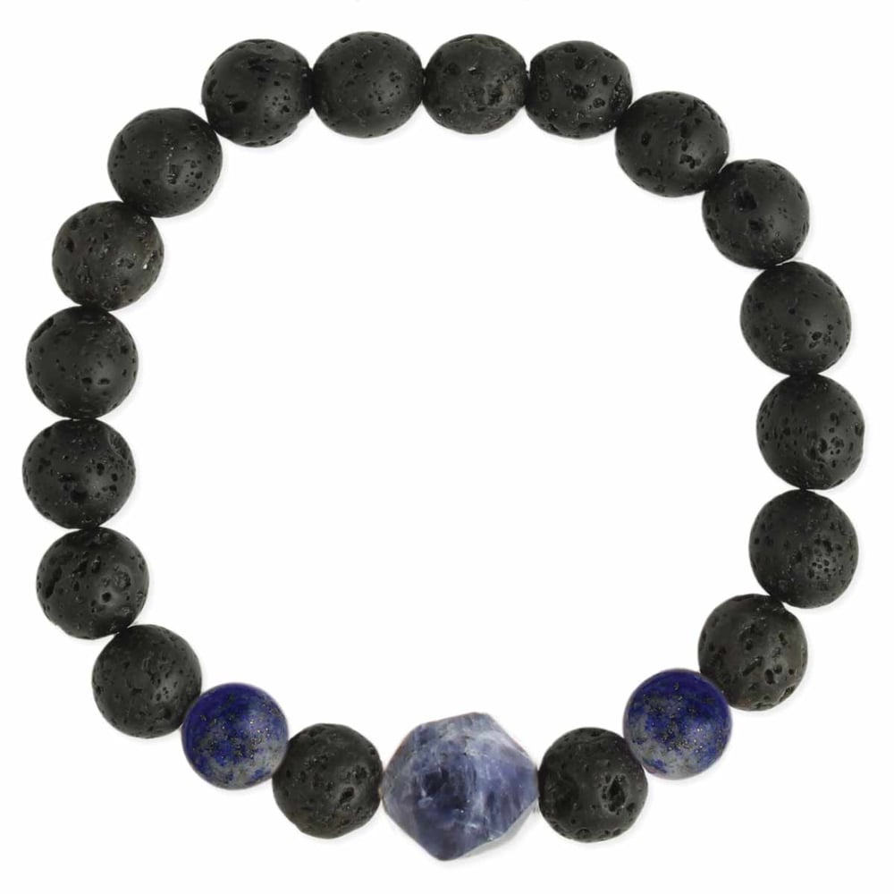 Image of Lava Bead Lapis Stone Stretch Bracelet