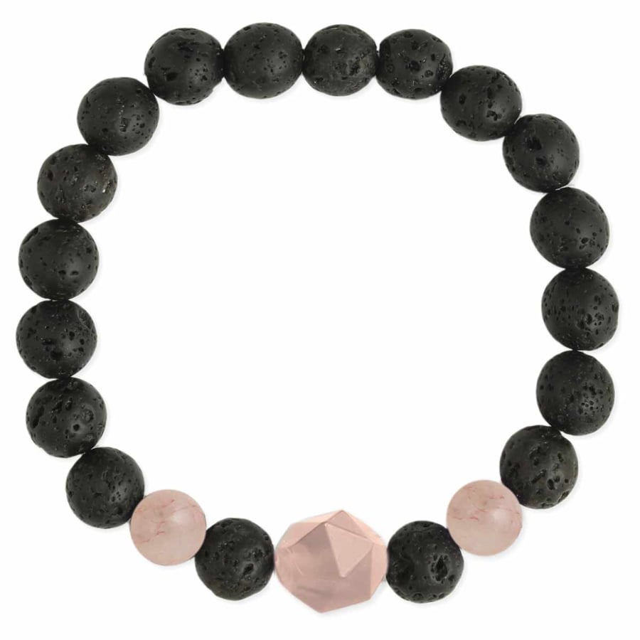 Image of Lava Stone Rose Quartz Stretch Bracelet