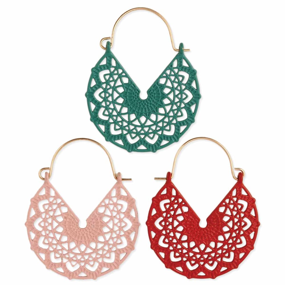 Image of Colorful Mandala Enamel Hoop Earrings