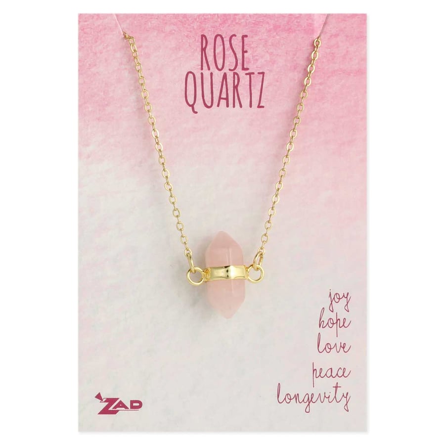Image of Healing Crystal Rose Quartz Stone Necklace