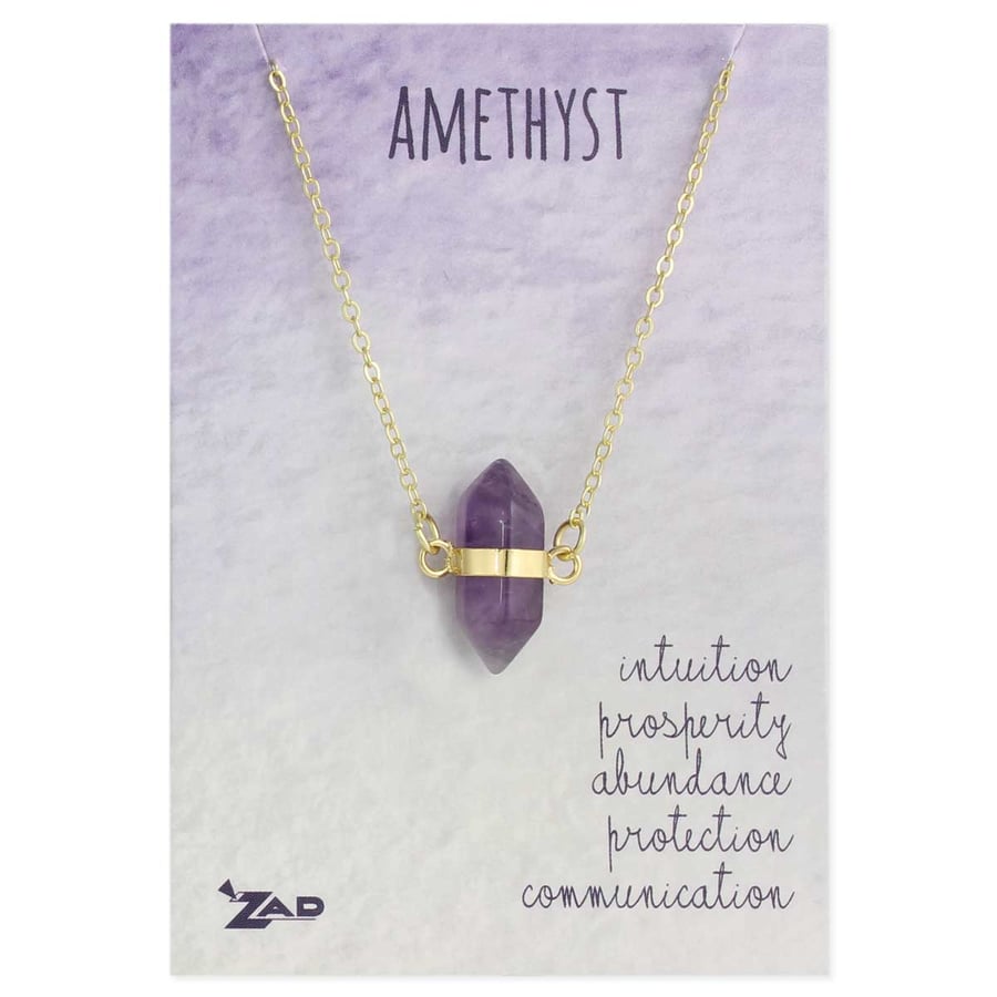 Image of Healing Crystal Amethyst Stone Necklace