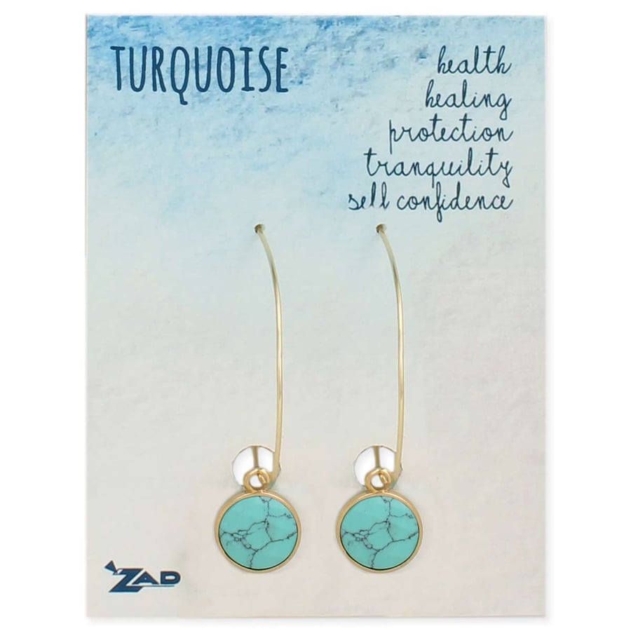Image of Healing Crystal Turquoise Drop Delicate Hoop Earring