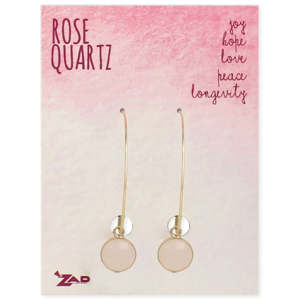 Image of Healing Crystal Rose Quartz Drop Delicate Hoop Earring