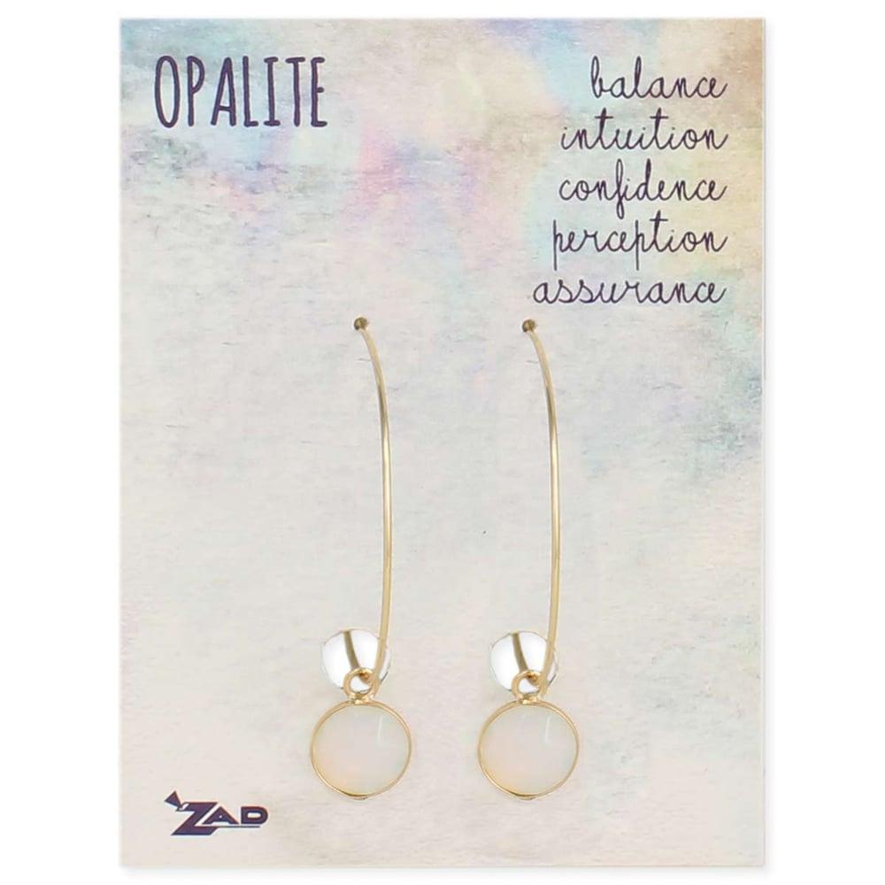 Image of Healing Crystal Opalite Drop Delicate Hoop Earring