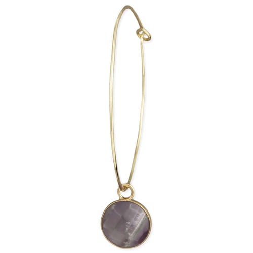 Image of Healing Crystal Amethyst Drop Delicate Hoop Earring