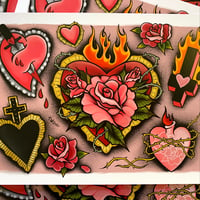 Image 1 of Sacred Hearts Emetic Art Print- Pink