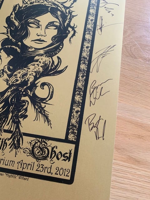Opeth / Mastodon / Ghost Autographed Silkscreen Concert Poster By Ryan Willard Signed + Numbered