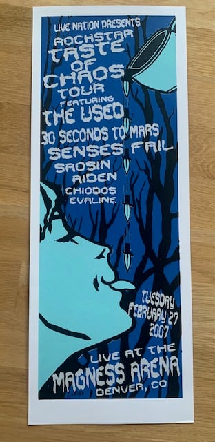 Taste Of Chaos - The Used / 30STM / Senses Fail Silkscreen Concert Poster By Lindsey Kuhn