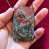 Carved Unakite Fortune Teller Pendant