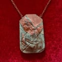 Carved Unakite Fortune Teller Pendant