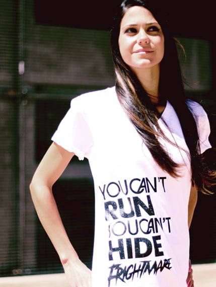 Image of YOU CAN'T RUN... - WHITE V-NECK ♀