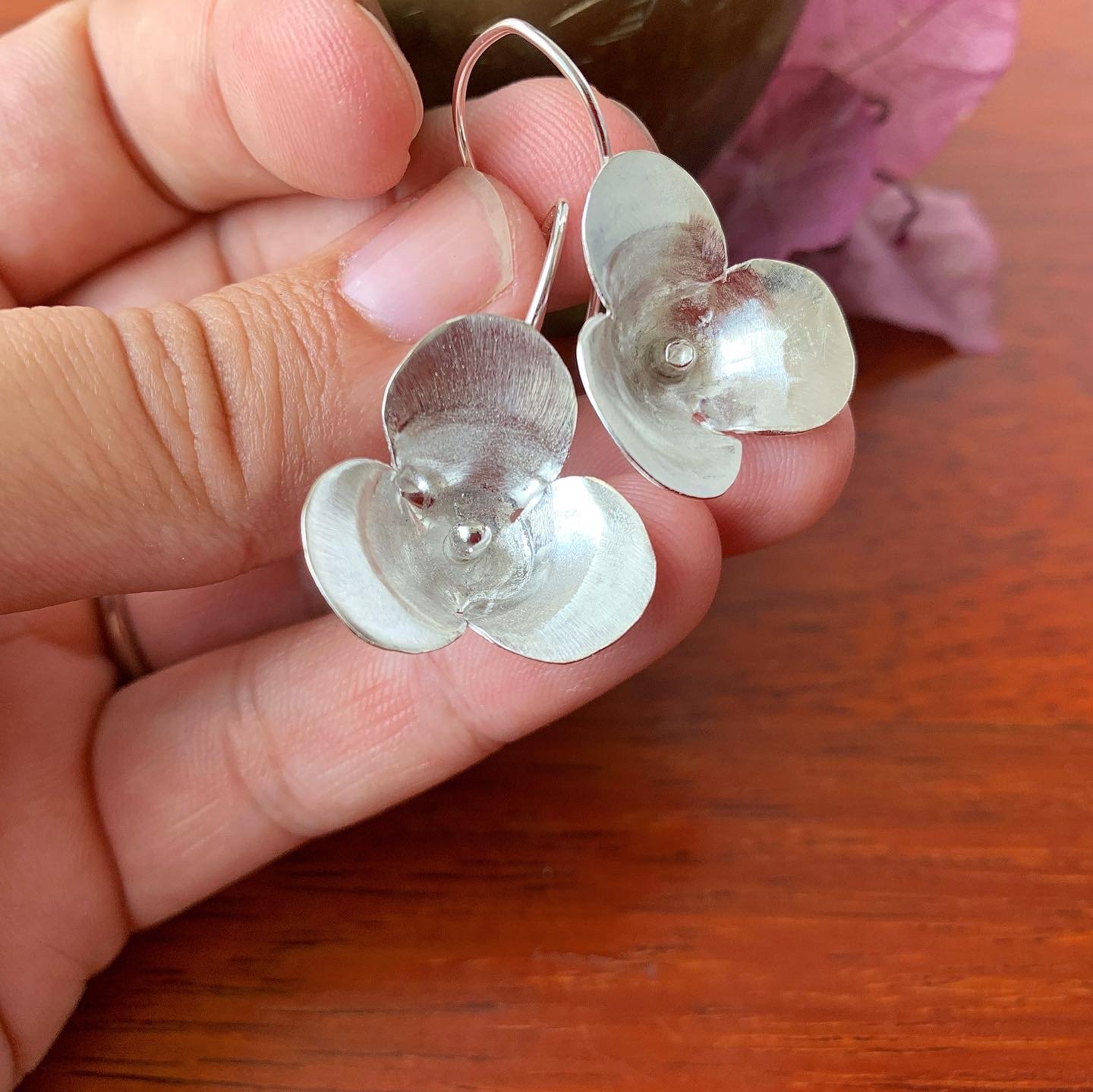 Image of Tri petal daisy hook earrings: extra large