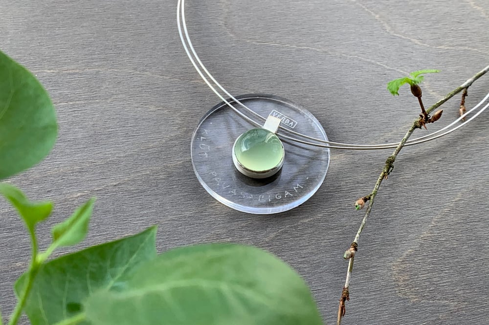 Image of "To become vernal" silver pendant with prehnite · VERNARE · 