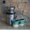Glossy Green Stoneware Espresso Cups 