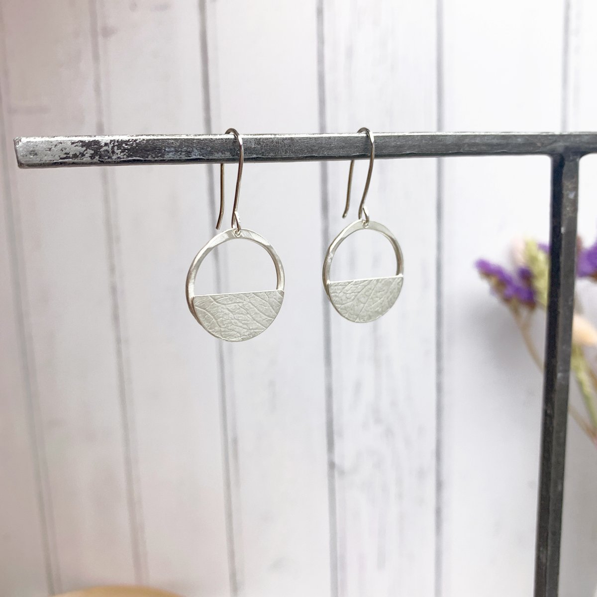 Image of Dangly circle earrings, recycled sterling silver