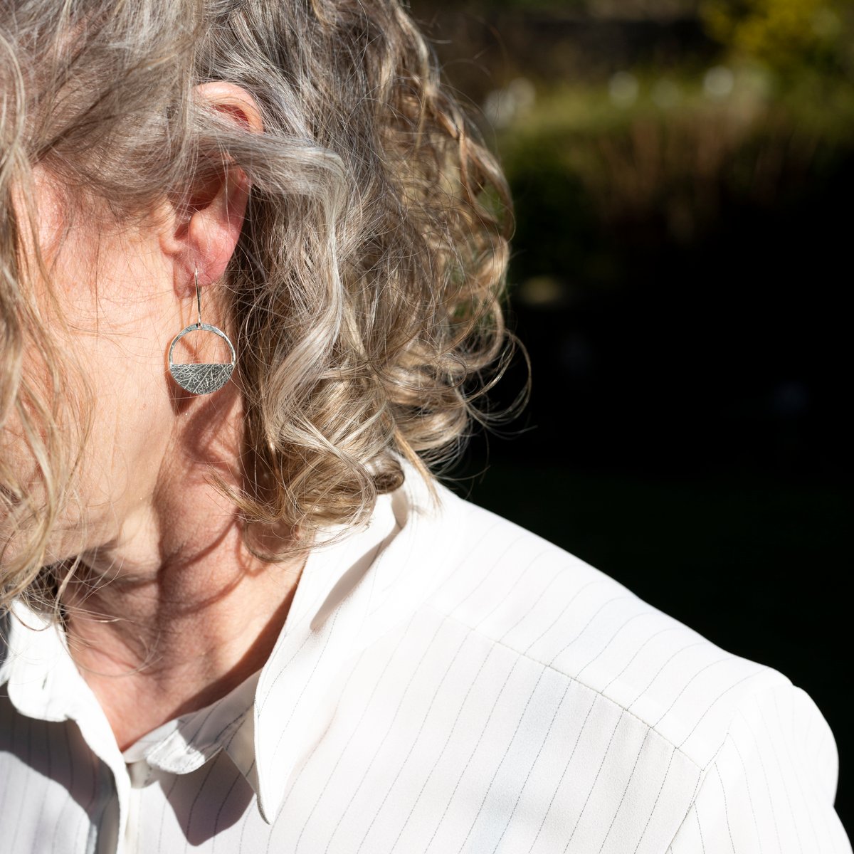 Image of Dangly circle earrings, recycled sterling silver