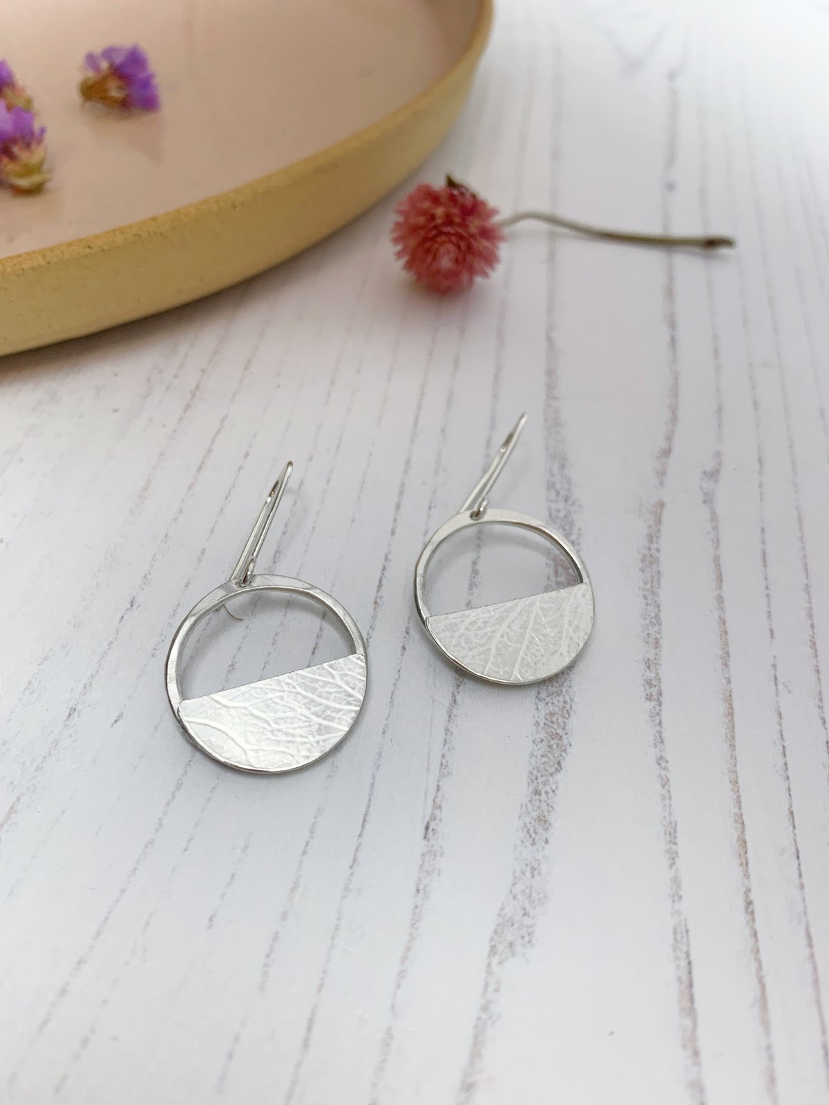 Image of Dangly circle earrings, recycled sterling silver